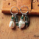 Double earrings 'Beauty' silver, emerald, pearl. Earrings. Ekart Ekaterina Dmitrieva. Online shopping on My Livemaster.  Фото №2