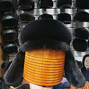 Мужская меховая шапка из норки с кожей кепка ватсан, Шапки, Москва,  Фото №1