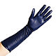 Size 7.5. Winter long gloves made of blue leather with TOUCH. Vintage gloves. Butichok from N.. My Livemaster. Фото №5