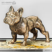 Для дома и интерьера handmade. Livemaster - original item Bronze dog French Bulldog on the landscape Jasper. Handmade.