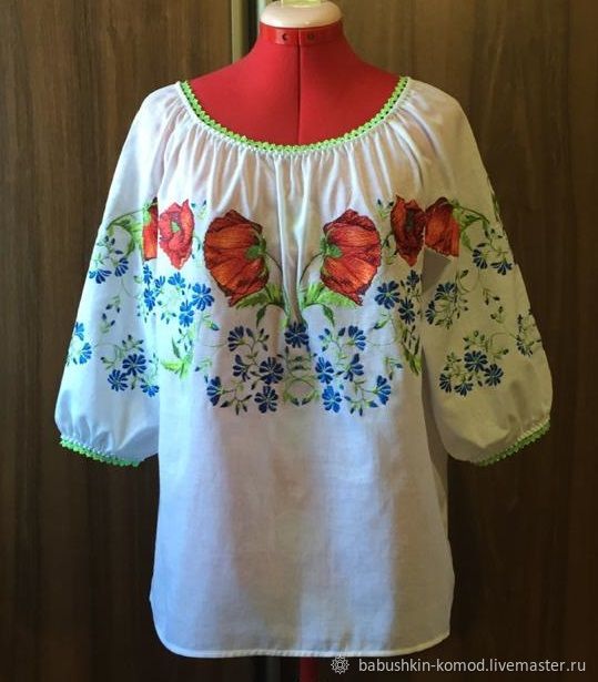 Women's blouse embroidered 'Summer flowers' ZHR4-007, Blouses, Temryuk,  Фото №1