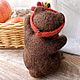 Валяная игрушка "Мишка с блинами". Войлочная игрушка. Шерстяной зоопарк (woolzooru). Ярмарка Мастеров.  Фото №6