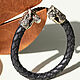 Order Leather bracelet 'Snake' made of nickel silver. Belogor.store (belogorstore). Livemaster. . Braided bracelet Фото №3