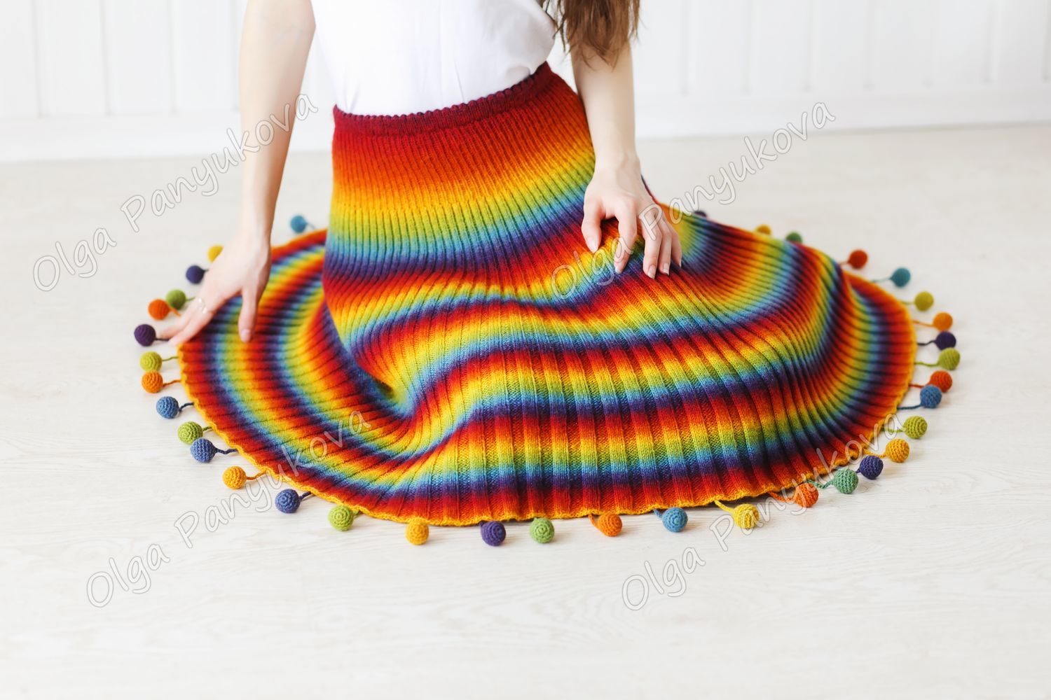 Разноцветная вязаная юбка