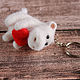 A white hippo with a heart. keychain. Felted Toy. ufawooltoys (ufawooltoys). My Livemaster. Фото №6