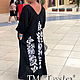 Black Embroidered Dress Linen Arabic Style Abaya Dress Bisht. Dresses. 'Viva'. Online shopping on My Livemaster.  Фото №2