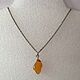 Natural Baltic Amber Cognac Amber Pendant with a vintage chain, Vintage pendants, Saratov,  Фото №1