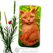 Сумки и аксессуары handmade. Livemaster - original item Cover for your cat and Poppies case for cell phone case felted wool. Handmade.