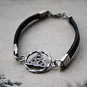 Украшения handmade. Livemaster - original item Bracelet leather oberezhny Triquetre silver. Handmade.