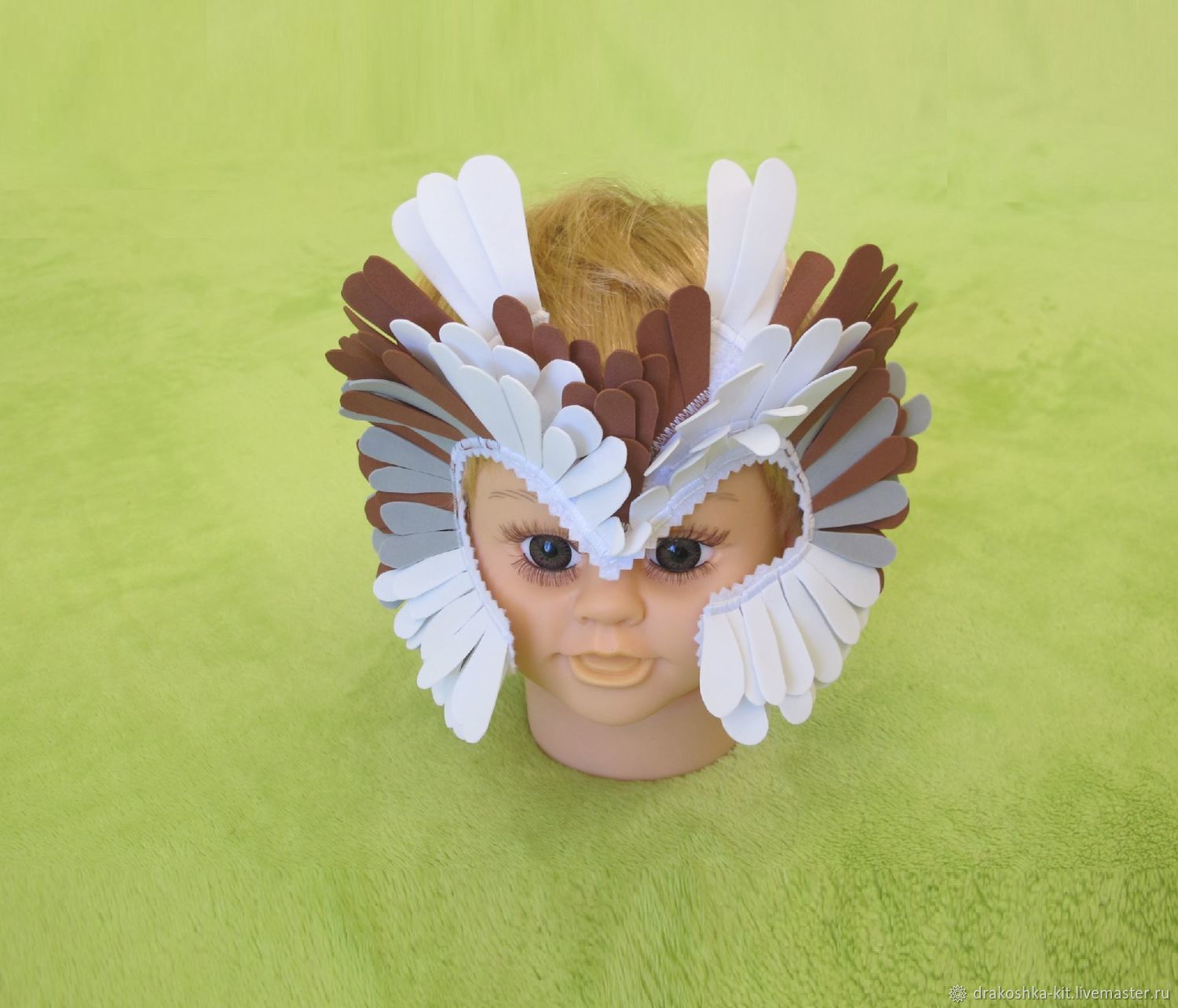 Карнавальный костюм совы с глазами, митенками и перьями