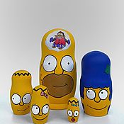 Русский стиль ручной работы. Ярмарка Мастеров - ручная работа Matryoshka Matryoshka Heroes of the Simpsons 5 Places Children`s Toy. Handmade.