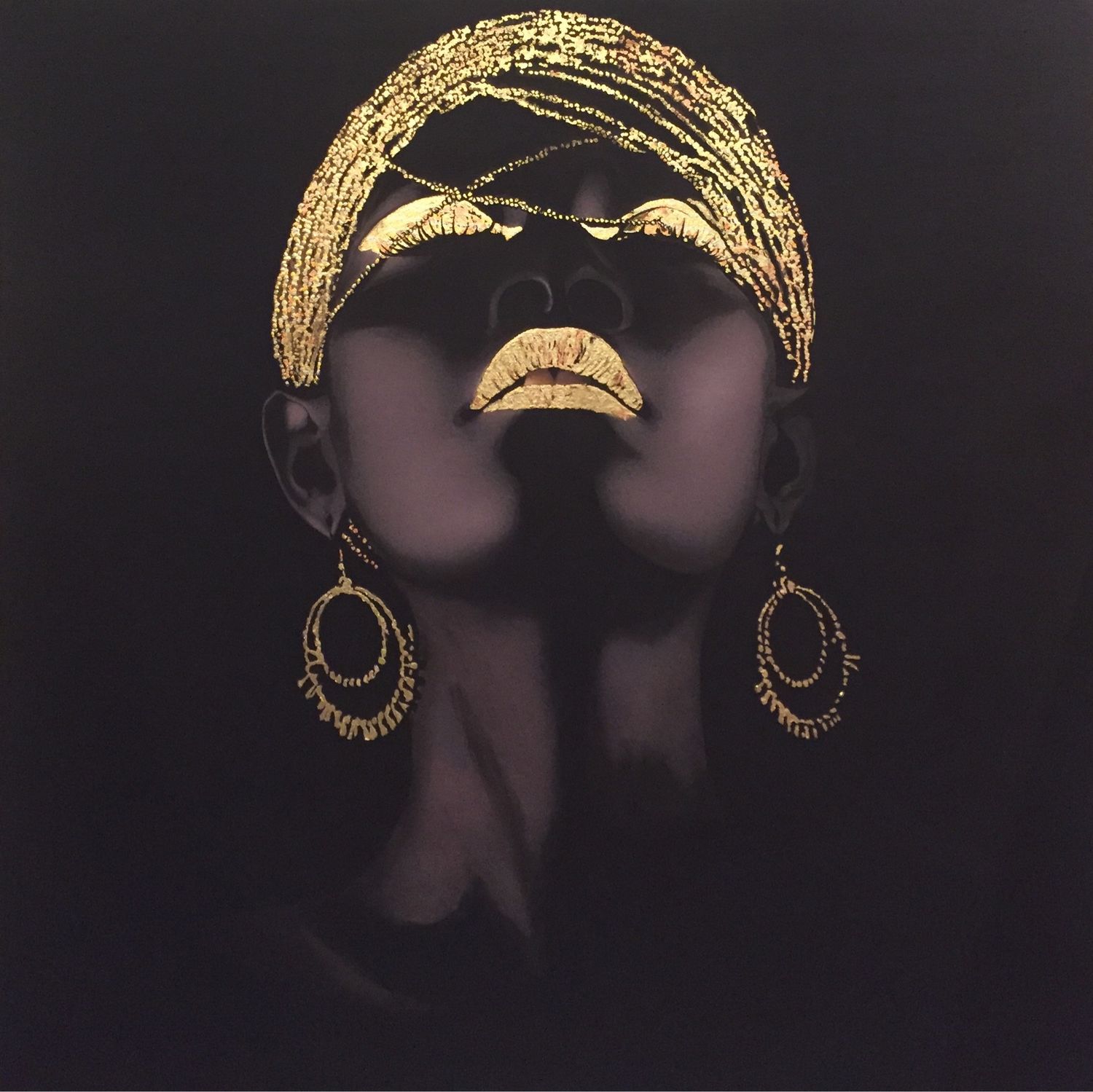 Картина с золотой поталью Африканка в золотом венке, Картины, Краснодар,  Фото №1