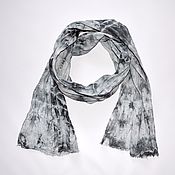Copy of Silk scarf handpainted blue grey scarf natural silk gift mo