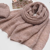 Аксессуары handmade. Livemaster - original item Scarves: kid mohair scarf beige-pink knitted stole. Handmade.