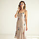 Midi Silk Watercolor Dress, Beige silk combination dress 100%, Dresses, Novosibirsk,  Фото №1