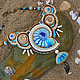 морское украшение, авторская работа, колье с аммонитами, голубые аммониты, елена ноэль,