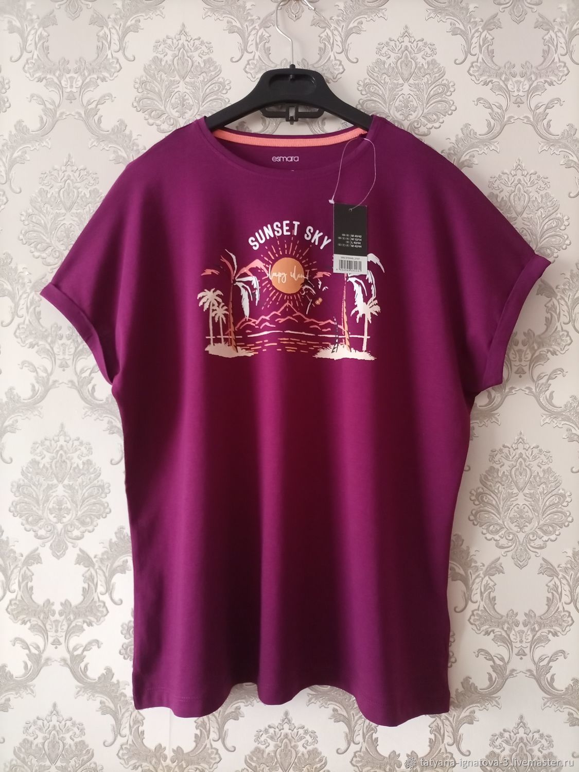 Цельнокроеная футболка с коротким рукавом и объемным принтом «розы» - Оптом из Италии