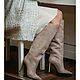 Women's boots with straight shaft in beige color, High Boots, Barnaul,  Фото №1