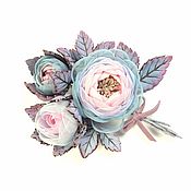 Украшения handmade. Livemaster - original item Brooch: Cloud Roses Handmade flowers made of fabric and genuine leather. Handmade.
