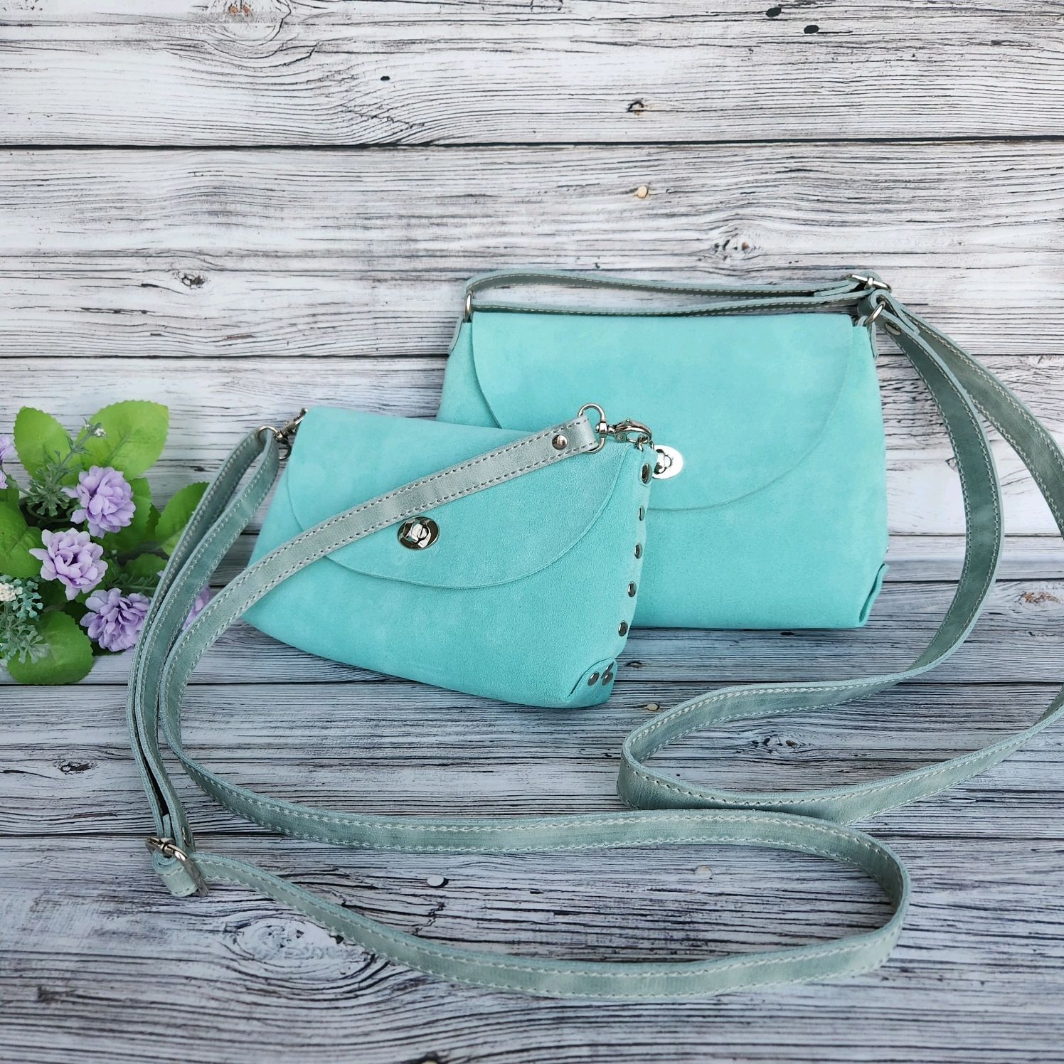 Маленькая сумочка из замши бирюзовая в интернет-магазине Ярмарка ...