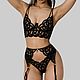 Заказать Комплект нижнего белья чёрный из вышивки на сетке. Natali Lingerie / Нижнее бельё ручной работы!. Ярмарка Мастеров. . Комплекты белья Фото №3