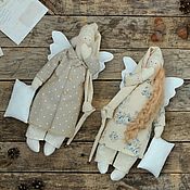 По мотивам Зимнего Ангела интерьерная текстильная кукла Тильда