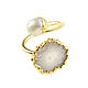 Ring with white pearl and quartz, pearl ring with two stones, Rings, Moscow,  Фото №1