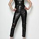 Biker-style leather trousers with zippers, Pants, Pushkino,  Фото №1