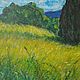  ' Field with green wheat ' oil pastel. Pictures. flamemilady. My Livemaster. Фото №4