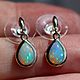 Moon drop earrings with Opals. Earrings. MJ. Online shopping on My Livemaster.  Фото №2