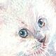 Котенок белый, роза розовая, нежность. Иллюстрации и рисунки. Спальня. Ярмарка Мастеров.  Фото №4