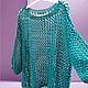 Джемпер сетка из хлопка изумрудного цвета. Кофты-сетки. AccessoriesWool мягко и комфортно. Интернет-магазин Ярмарка Мастеров.  Фото №2