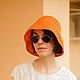 Панама апельсинового цвета. Шляпы. Polina Benefit. Интернет-магазин Ярмарка Мастеров.  Фото №2