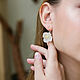 Bridal floral earrings, Wedding white earrings, Bridal silver earrings, Earrings, Tambov,  Фото №1
