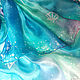 Order Stole ' Sea ' Pareo Silk 100% Batik Turquoise blue. Silk Batik Watercolor ..VikoBatik... Livemaster. . Wraps Фото №3