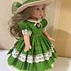 Paola Reina (21 см) зелёное платье со шляпкой. Одежда для кукол. Worldmama. Интернет-магазин Ярмарка Мастеров.  Фото №2