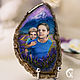 Portrait by photo on agate in the technique of lacquer miniature, Pictures, Moscow,  Фото №1