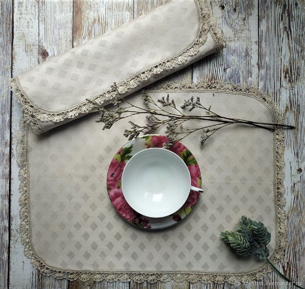 Napkin for a plate with Vologda lace, Swipe, St. Petersburg,  Фото №1