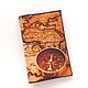 Обложка на паспорт Карта и компас, из натуральной кожи, Обложка на паспорт, Курган,  Фото №1