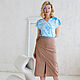 Beige satin cotton skirt, beige brown A-line skirt with a slit. Skirts. mozaika-rus. My Livemaster. Фото №4