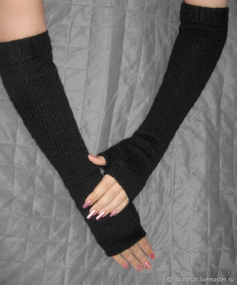 Elegant long knitted fingerless gloves, Mitts, Orenburg,  Фото №1