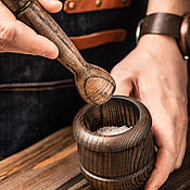 Посуда handmade. Livemaster - original item Mortar with a small pestle made of dark ash. Handmade.