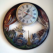 Картины и панно handmade. Livemaster - original item Wall clock with pendulum Evening St. Petersburg souvenir wholesale. Handmade.