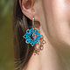 Square earrings, openwork earrings with handmade beads, Earrings, Krasnogorsk,  Фото №1