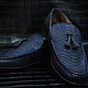 Men's moccasins, Python leather, genuine leather, dark blue color. Moccasins. SHOES&BAGS. My Livemaster. Фото №6