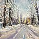 Snow-covered streets oil on canvas 30-30 cm, Pictures, St. Petersburg,  Фото №1
