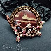 Украшения handmade. Livemaster - original item cherry blossoms. Brooch made of jasper and beads.. Handmade.