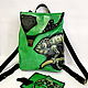 Кожаный рюкзак "Зеленый хамелеон". Рюкзаки. Лариса (narrabags). Интернет-магазин Ярмарка Мастеров.  Фото №2