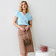 Beige satin cotton skirt, beige brown A-line skirt with a slit. Skirts. mozaika-rus. Online shopping on My Livemaster.  Фото №2