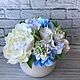 Bouquet 'Tender memories' with white and blue flowers, Composition, Voskresensk,  Фото №1